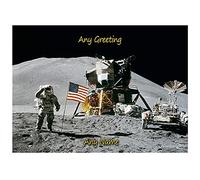 Personalised Space Moon Landing Greeting Card (Birthday, Christmas, Any Occasion) - Custom Card for Him or Her Male Female Family Kids Boys Girls any Age