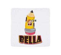 Personalised Space Pencil Rocket Baby Girl Kid Any Name Back to School White Coloured Double Layer Cotton Baby Blanket.