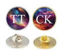 Personalised Space Pin Badge - Custom Initials Galaxy Themed 2.5cm Lapel Badge - Choose From 3 Cosmic Designs - Small Keepsake For Him or Her