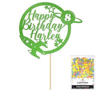 Personalised Space Rocket Planet Glitter Cake Topper- Green Any Custom Age & Name Glitter Cake Decoration and Sprinkles - Happy Birthday Decorations - Personalised Toppers for Cakes by Cakeshop