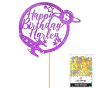 Personalised Space Rocket Planet Glitter Cake Topper- Purple Any Custom Age & Name Glitter Cake Decoration and Sprinkles - Happy Birthday Decorations - Personalised Toppers for Cakes by Cakeshop