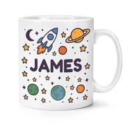 Personalised Space Theme 10oz Mug Cup Name Custom Spaceman Alien Planets Astronaut Rocket