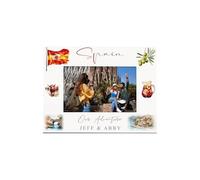 Personalised Spain Photo Frame for Holidays Adventures and Memories, 6" x 4", White (Landscape)