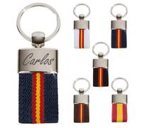 Personalised Spanish Flag Keyring - Original Personalised Gifts for Women, Men, Couples, Boyfriends, Papa, Father's Day - Engraved with Name, Message, Original Personalised Keyrings, blue, M