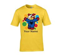Personalised Spider Pudsey Name T-Shirt, Superhero Shirt, Spotty Day Tshirt, Children Need TOP, Together We Can School Event Top (Yellow, 3 Years)