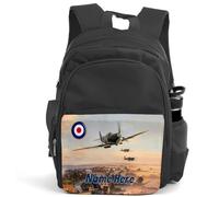 Personalised Spitfire Plane Backpack Adult Black Work Bag Rucksack Mens Travel Weekend Bag Gym Bag RAF Birthday Gift ST460