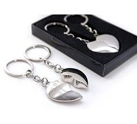 Personalised Split /Joining Love Heart Keyrings - Engraved with your custom text/name