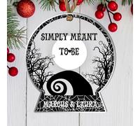Personalised Spooky Romance Bauble - Custom Couple Names Christmas Tree Ornament with "Simply Meant To Be" Quote Keepsake Gift in a Variety of Colours (Black with Webs)