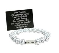 Personalised Sport Bracelet with Inspirational Card - Motivational Gift for Son, Daughter, Grandson, Customized Basketball Baseball Football Bead Wristband Sport Gift for Athletes Grandson Son