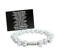 Personalised Sport Bracelet with Inspirational Card - Motivational Gift for Son, Daughter, Grandson, Customized Basketball Baseball Football Bead Wristband Sport Gift for Athletes Grandson Son