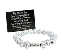 Personalised Sport Bracelet with Inspirational Card - Motivational Gift for Son, Daughter, Grandson, Customized Basketball Baseball Football Bead Wristband Sport Gift for Athletes Grandson Son