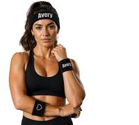 Personalised Sport Haedband Wristbands Set With Premium Terry Fabric, Custom 80S Sweat Bands With Embroidered Text/Logo, Personalised Gifts For Fitness & Sport Enthusiasts (L)
