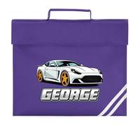 Personalised Sports Car Book Bag for Boys Fast Speed Cars Return to School Nursery Kids Bag, One Size, Purple