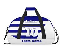 Personalised Sports Duffle Bag | Custom Name Gym Bag with Shoulder Strap | Water-Resistant Football Rugby Basketball Volleyball Training Kit Bag for Teams | Z-Navy White