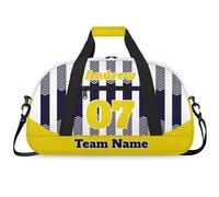 Personalised Sports Duffle Bag | Custom Name Gym Bag with Shoulder Strap | Water-Resistant Football Rugby Basketball Volleyball Training Kit Bag for Teams | Y-Navy Yellow