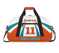 Personalised Sports Duffle Bag | Custom Name Gym Bag with Shoulder Strap | Water-Resistant Football Rugby Basketball Volleyball Training Kit Bag for Teams | M-Green Orange