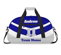 Personalised Sports Duffle Bag | Custom Name Gym Bag with Shoulder Strap | Water-Resistant Football Rugby Basketball Volleyball Training Kit Bag for Teams | N-Navy Light Grey