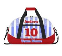 Personalised Sports Duffle Bag | Custom Name Gym Bag with Shoulder Strap | Water-Resistant Football Rugby Basketball Volleyball Training Kit Bag for Teams | Y-Cyan Red