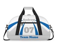 Personalised Sports Duffle Bag | Custom Name Gym Bag with Shoulder Strap | Water-Resistant Football Rugby Basketball Volleyball Training Kit Bag for Teams | M-Blue Grey