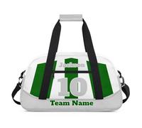 Personalised Sports Duffle Bag | Custom Name Gym Bag with Shoulder Strap | Water-Resistant Football Rugby Basketball Volleyball Training Kit Bag for Teams | X-Grey Green