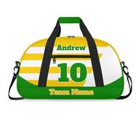 Personalised Sports Duffle Bag | Custom Name Gym Bag with Shoulder Strap | Water-Resistant Football Rugby Basketball Volleyball Training Kit Bag for Teams | Z-Yellow Green