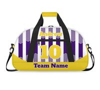 Personalised Sports Duffle Bag | Custom Name Gym Bag with Shoulder Strap | Water-Resistant Football Rugby Basketball Volleyball Training Kit Bag for Teams | Y-Purple Yellow