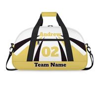 Personalised Sports Duffle Bag | Custom Name Gym Bag with Shoulder Strap | Water-Resistant Football Rugby Basketball Volleyball Training Kit Bag for Teams | M-Black Yellow