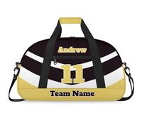 Personalised Sports Duffle Bag | Custom Name Gym Bag with Shoulder Strap | Water-Resistant Football Rugby Basketball Volleyball Training Kit Bag for Teams | N-Black Yellow