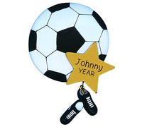 Personalised Sports Ornament 2025 - Fast & Free 24h Customisation - Sport Christmas Ornaments for Tree - Custom Gift Wrapped Ball with Star Keepsake for Players, Fans (Soccer)
