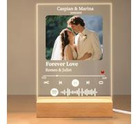Personalised Spotify Glass Plaque with Night Light, Custom Song Album Cover Music Picture Frame, Unique Gift for Boyfriend, Girlfriend, Christmas or Valentine’s Day