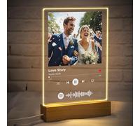 Personalised Spotify Music Plaque Custom Photo Valentines Gifts for Him Men Women Acrylic LED Light up Song Stand Gifts For Boyfriend Girlfriend (Spotify Song Plaque)