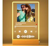 Personalised Spotify Plaque Acrylic Night Light, Custom Song Album Cover Glass Music Plaque Picture Frame, Personalised Gifts for Boyfriend Girlfriend Anniversary Christmas Valentines Day