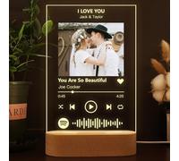 Personalised Spotify Plaque Night Light Custom Song Album Cover Acrylic Music Plaque Picture Frame Personalised Gifts for Him Her Women Men Valentine's Day Christmas Anniversary Birthday Mothers Day
