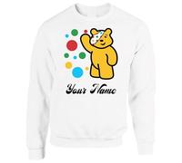 Personalised Spotty Day 2024 Custom Bear Novelty Your name here Jumper Pudsey Day Support School Unisex Sweatshirts (White, 5 Years)