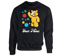 Personalised Spotty Day 2024 Custom Bear Novelty Your name here Jumper Pudsey Day Support School Unisex Sweatshirts(XL, Black)