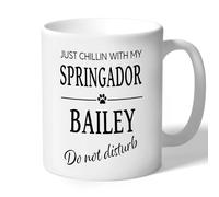 Personalised Springador Mug Just Chillin with My Custom Dog Name Gift for Owner Ceramic Cup 10oz/300ml