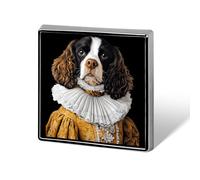 Personalised Springer Spaniel Dog Funny Lapel Pins Square Brooch Tie Suit Dress Accessories for Men Women Wedding Birthday