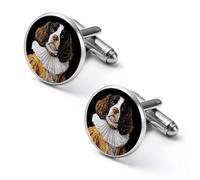 Personalised Springer Spaniel Dog Mens Classic Cufflinks Custom Shirt Cuff Links Jewelry Accessories for Business Wedding 0.7" 0.8"