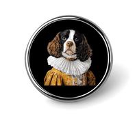 Personalised Springer Spaniel Dog Round Brooch Pin Lapel Pins Tie Suit Dress Accessories for Men Women Wedding Birthday