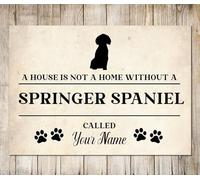 PERSONALISED SPRINGER SPANIEL Sign Pet Name Dog Homemade Decor Metal Plaque