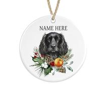 Personalised Sprocker Spaniel Ceramic Christmas Tree Decoration Bauble (Black colour)