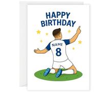 Personalised Spurs Birthday Card - Custom Name & Number - A5 White Football Shirt Greeting Card with Envelope - Ideal for Boys, Girls or Spurs Fans