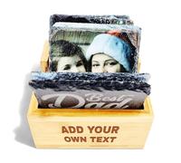 Personalised Square Rock Coasters, Photo Printed & Engraved Slate Coasters 6 Set with Holder, Keepsake Gift For Men, Women, Him, Her, Coasters For Birthday, Christmas, Any Special Occation, Cup Mat