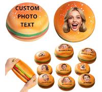 Personalised Squishy Fidget Toys with Face Photo, Food Squishies Hamburger Bread Squishy, Food-Shaped Squishy Stress Toys, Realistic Cute Food Squeeze Toy, Funny Personalised Gifts (Hamburger)