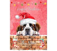 Personalised St Bernard Dog Art Christmas Card - Custom Xmas Card for Him Her Male Female Dog Pet