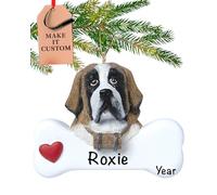 Personalised St Bernard Dog Bone Ornament 2025 - Fast & Free 24h Customisation - Pet Christmas Ornaments for Tree - Custom Gift Wrapped Xmas Keepsake for Dog-Lovers