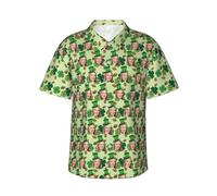 Personalised St. Patrick's Day Shirts for Mens Happy St. Patrick's Day Hawaiian Shirt Personalized Clover Shamrock Lucky Green Irish Hawaiian Shirts Tops for Bars Drinking Indoors Street Parades