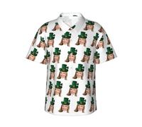 Personalised St. Patrick's Day Shirts for Mens Happy St. Patrick's Day Hawaiian Shirt Personalized Clover Shamrock Lucky Green Irish Hawaiian Shirts Tops for Bars Drinking Indoors Street Parades
