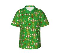 Personalised St. Patrick's Day Shirts for Mens Happy St. Patrick's Day Hawaiian Shirt Personalized Clover Shamrock Lucky Green Irish Hawaiian Shirts Tops for Bars Drinking Indoors Street Parades
