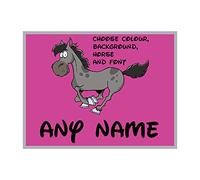 Personalised Stable Door Sign, Horse/Pony Name Plate Plaque Metal Sign Name Hoof, 275mm x 90mm